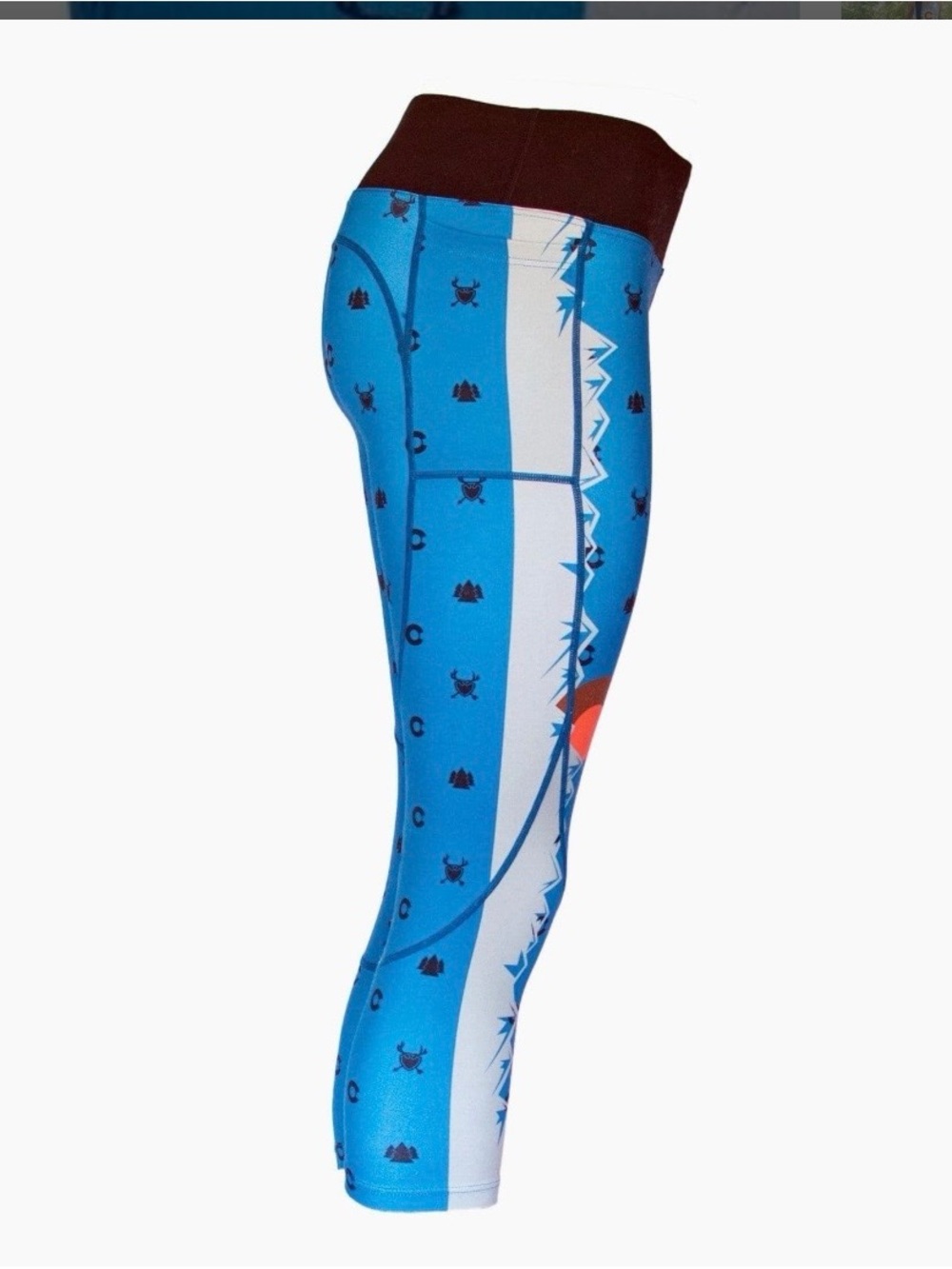 Colorado Flag Performance Leggings with Pockets Blue Gray
